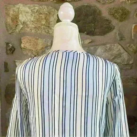 Alexis Nicholina Amalfi Blue Stripe Long Sleeve Ruffle Mini Dress Women’s Medium - Picture 10 of 15